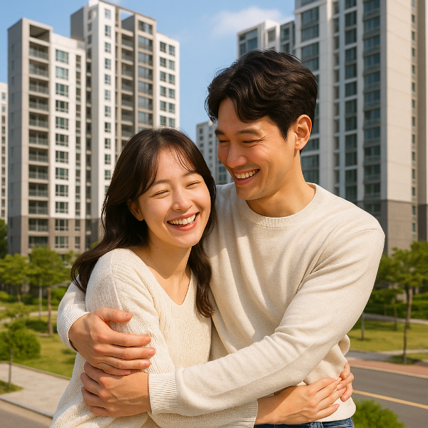 과천 아파트 분양에 기뻐하는 사진