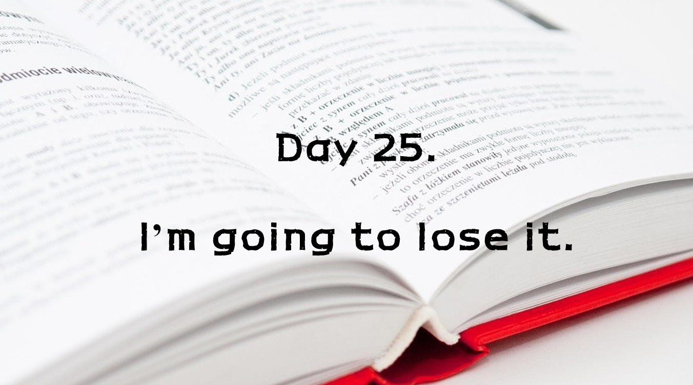  Day 25. I'm going to lose it