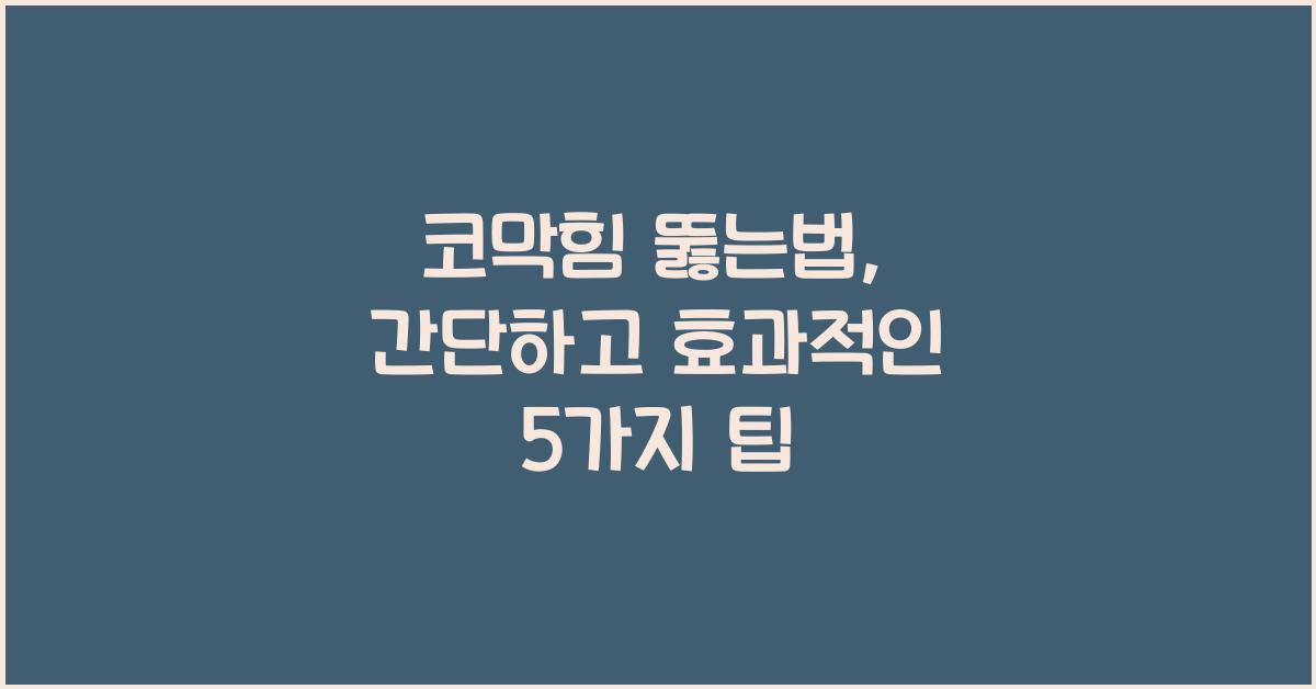 코막힘 뚫는법