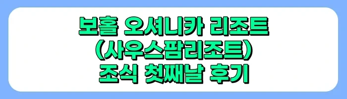 보홀 오셔니카 리조트(사우스팜 리조트) 조식 메뉴, 후기
