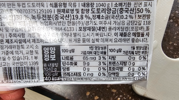 다이어트에 좋은 도토리묵