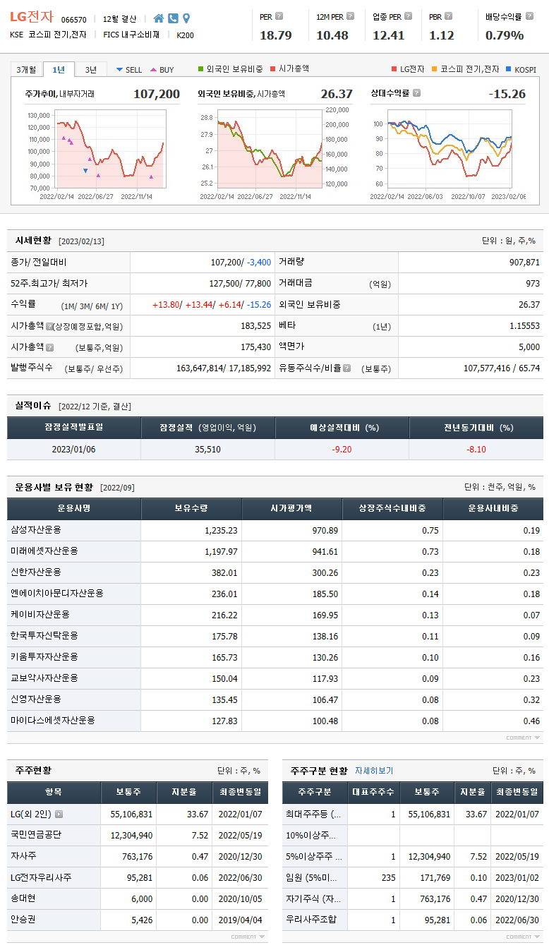 LG전자 기업정보