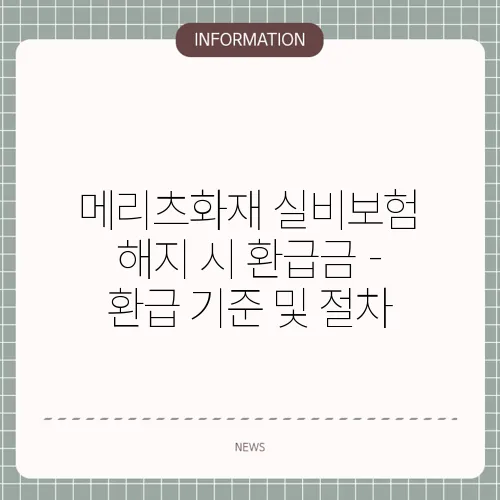 메리츠화재 실비보험 해지 시 환급금 - 환급 기준 및 절차