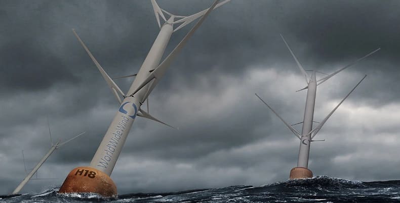  두 배 출력 내는 획기적인 부유식 역회전 풍력 터빈 VIDEO: Floating contra-rotating wind turbine delivers twice the energy of today's largest turbines