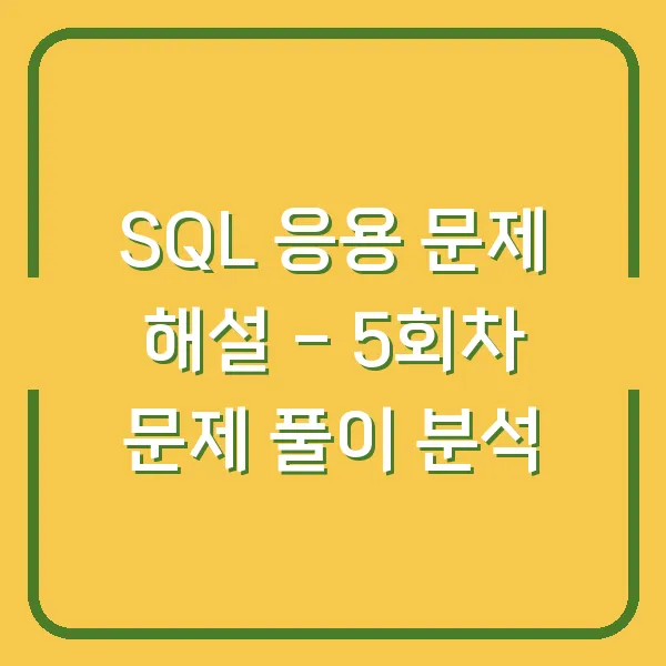 SQL 응용 문제 해설 - 5회차 문제 풀이 분석
