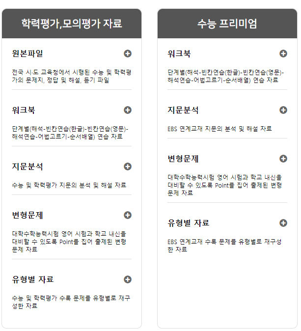 이그잼포유-제공하는-수능자료-목록-이미지