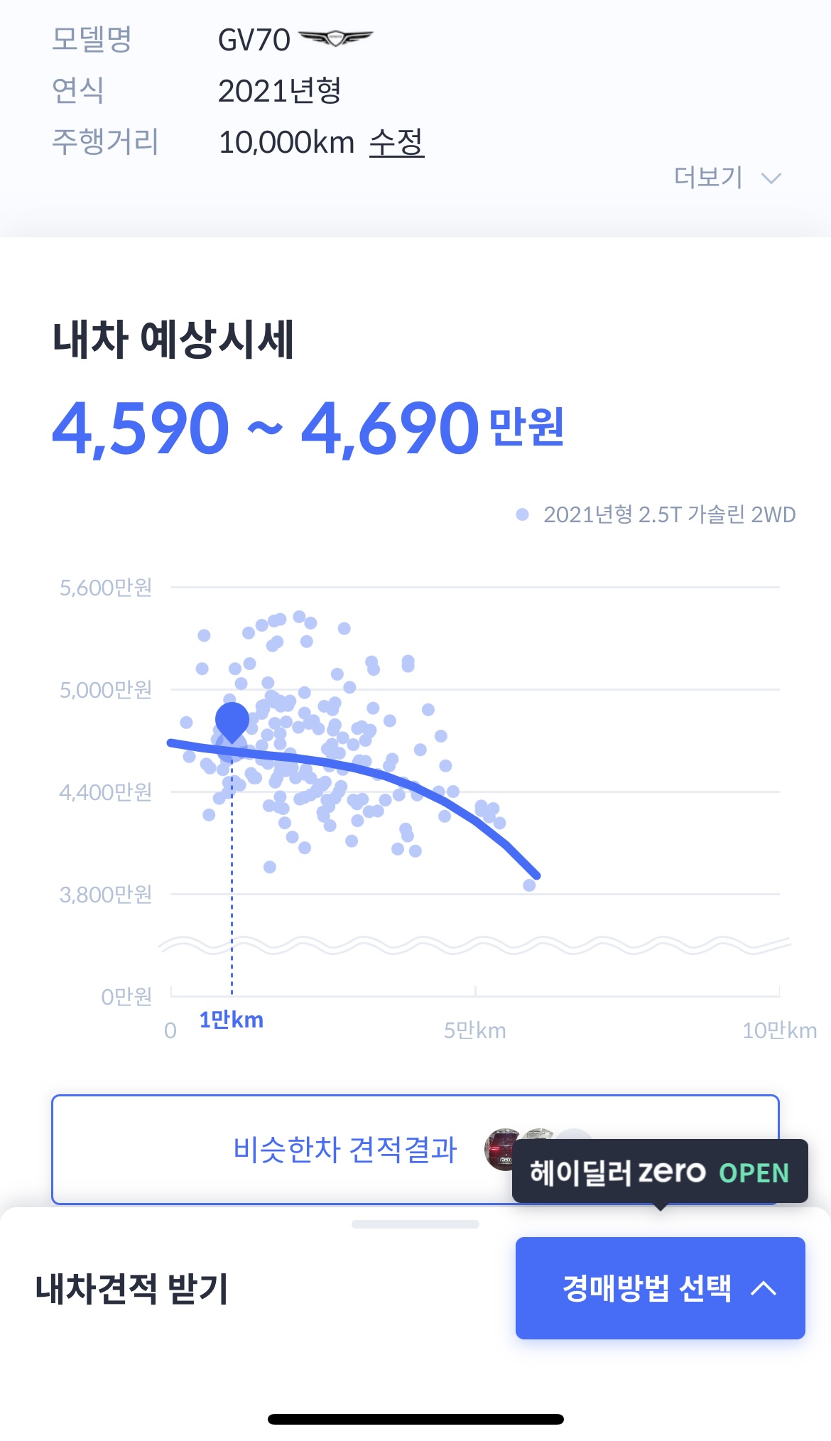 헤이딜러 중고차 가격 조회