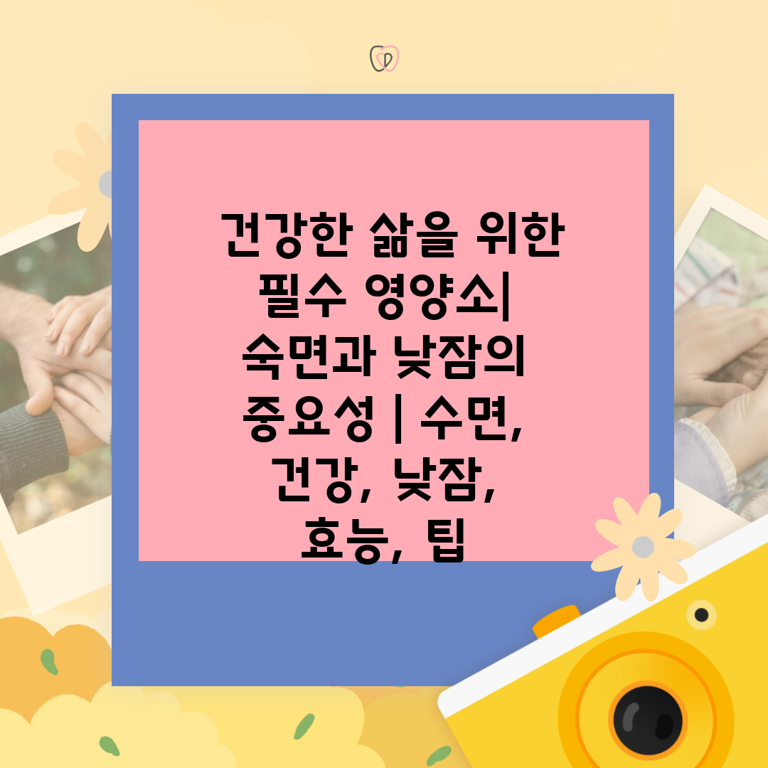  건강한 삶을 위한 필수 영양소 숙면과 낮잠의 중요성 