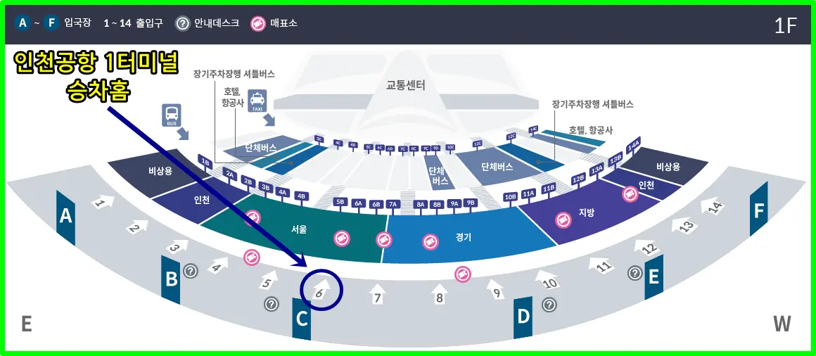 인천공항 1 터미널 6018 공항버스 타는 곳