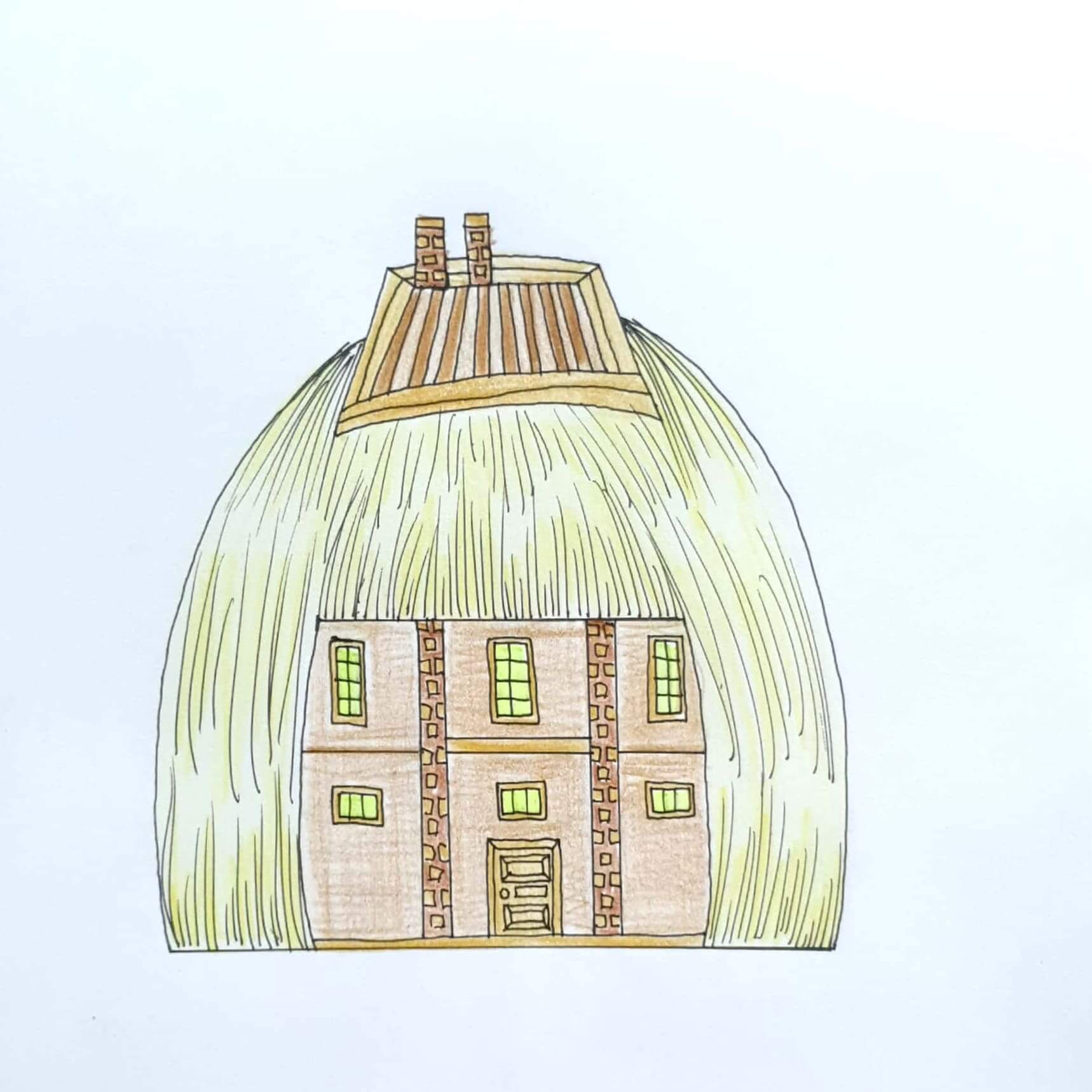  Hair House 머리카락 집 / 일러스트 그림 드로잉 / 건물 그리기