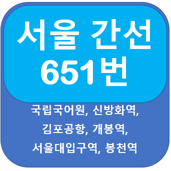  651번버스 노선 정보 안내(김포국제공항, 개봉역, 서울대)