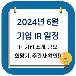 2024년 6월 기업 IR 일정 정리 - 공모희망가, 주간사 확인