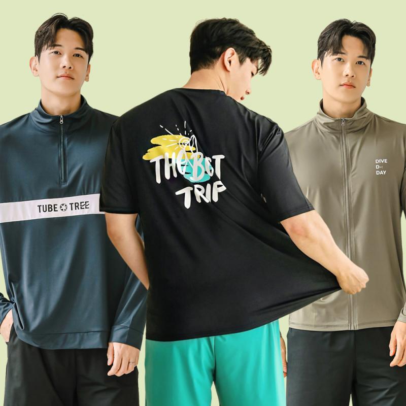 남자 루즈핏 래쉬가드 집업 반팔