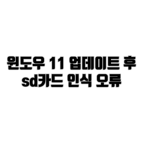 윈도우 11 업데이트 후 sd카드 인식 오류