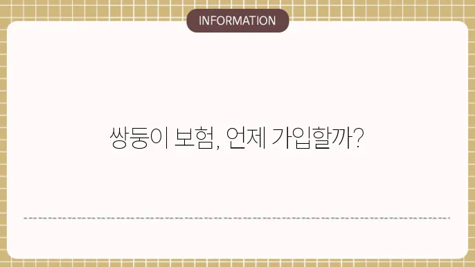 쌍둥이 태아보험 가입 시기
