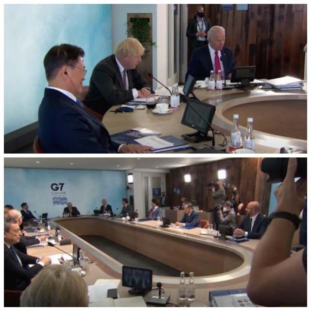 G7-G7정상회의-회의실모습-한국의자리-일본의자리-한국은영국미국같이