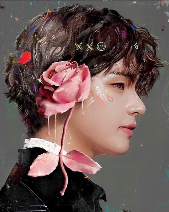  방탄소년단 뷔, 킬드런 그림으로 녹아든 '꽃보다 아름다운 옆태'