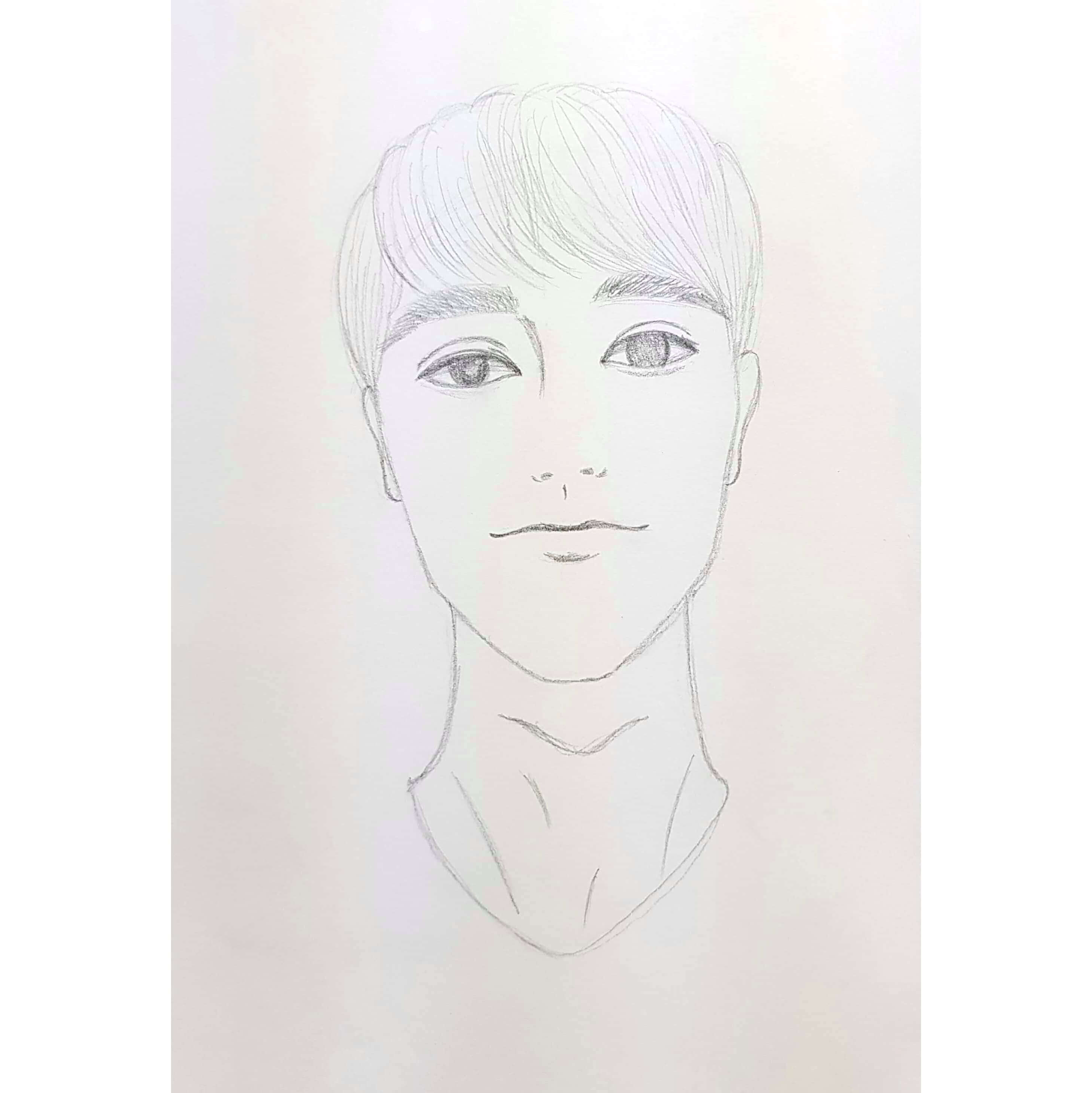  무표정한 얼굴 표정의 자화상