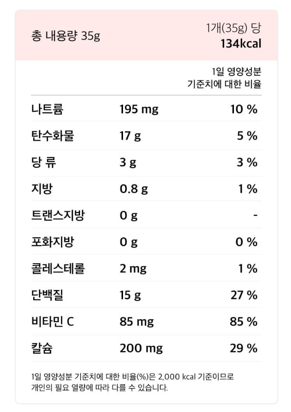 프로틴 베리 영양성분