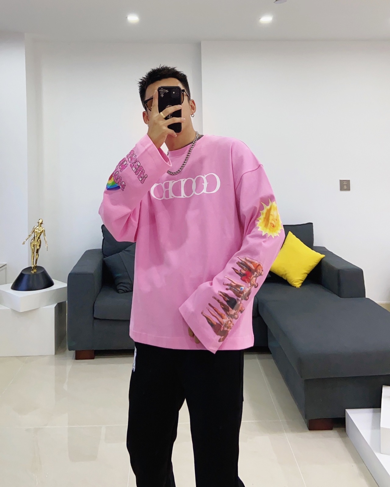  [GOODBOY] 굿보이 슬리브 프린트 롱 슬리브 긴팔 티셔츠 (4 COLOR)