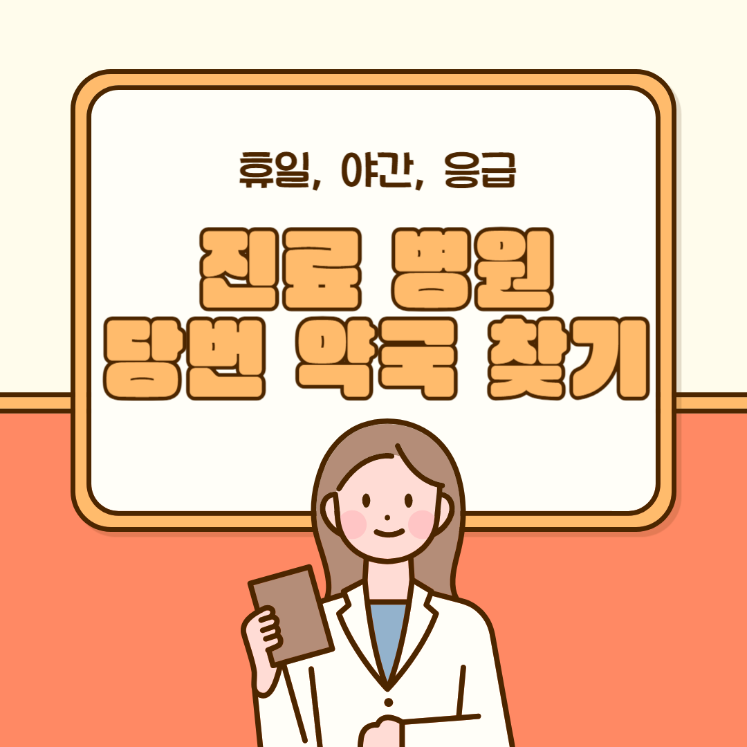 명절 연휴 공휴일 야간 응급 진료 병원 찾기 당번 약국 찾기