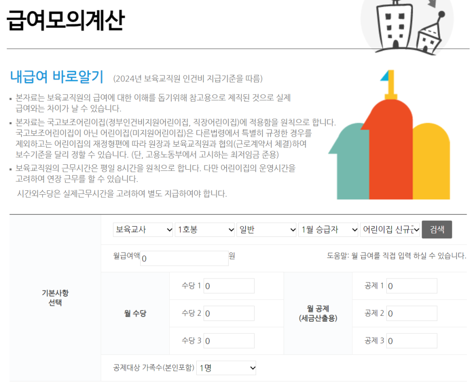 2024년 국공립 어린이집 보육교사 월급 호봉표