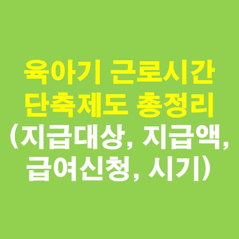 육아기 근로시간 단축제도 총정리(지급대상, 지급액, 급여신청, 시기)