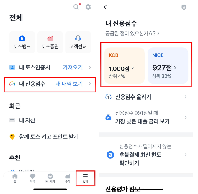 신용등급 점수표