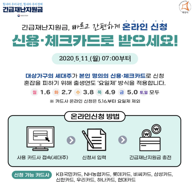 화성시 재난지원금 신청 정부 긴급재난지원금 온라인 1