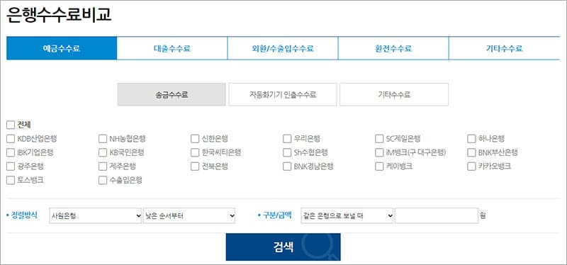 은행 수수료 비교