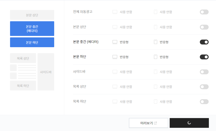  티스토리 구글 애드센스는 어느 위치에 나올까?