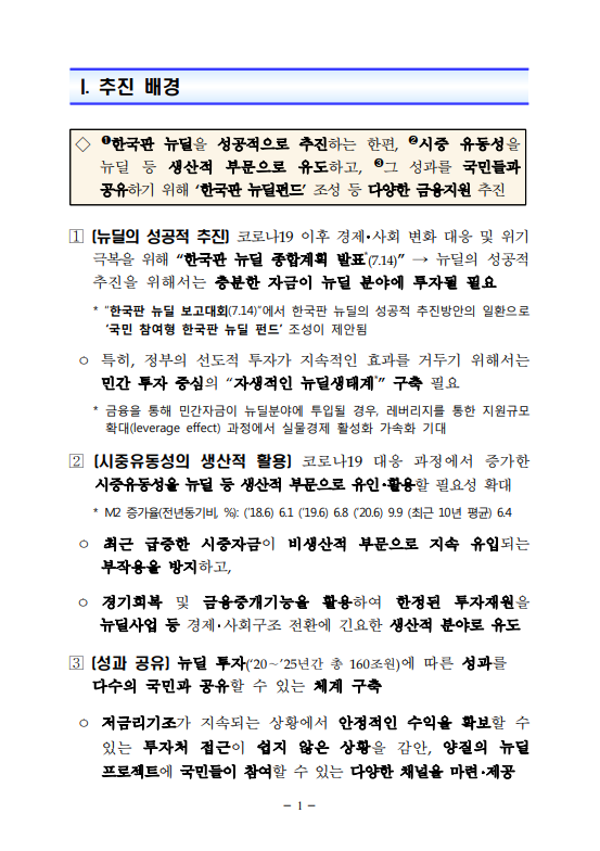  국민참여형 뉴딜펀드 조성 및 뉴딜금융 지원방안 발표