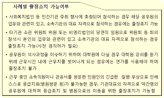 사례별 출장 가능여부