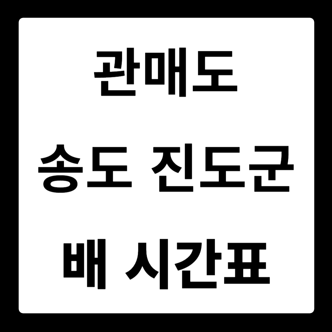 관매도 송도 진도군 배시간표
