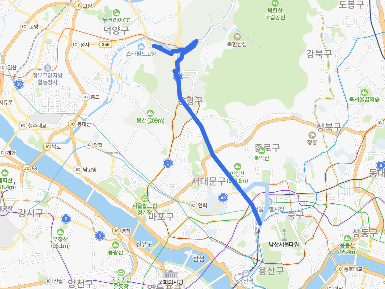  [서울] 708번버스 노선, 시간표 :  구파발역, 서울역, 경복궁역, 서울시청