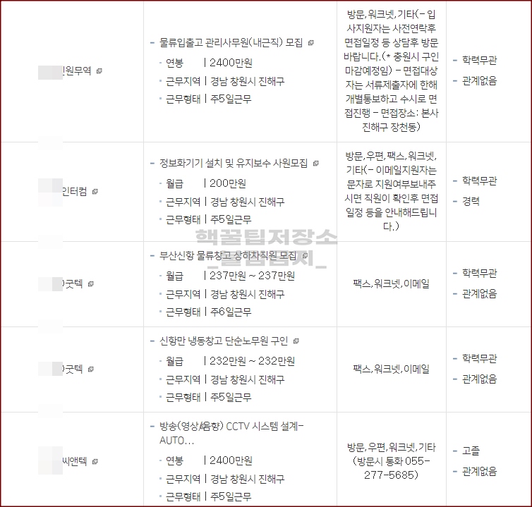 진해구청 일자리 최신 채용정보