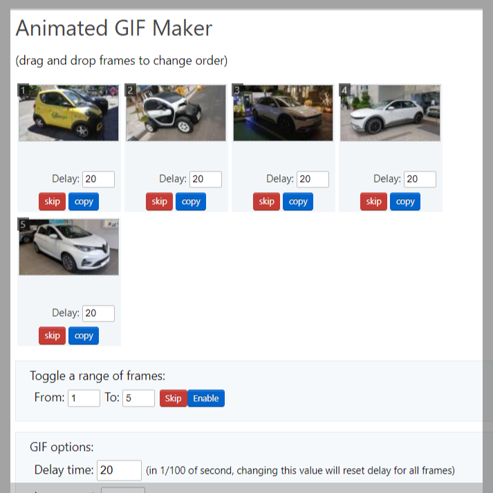 Animated GIF Maker 설정 화면 사진