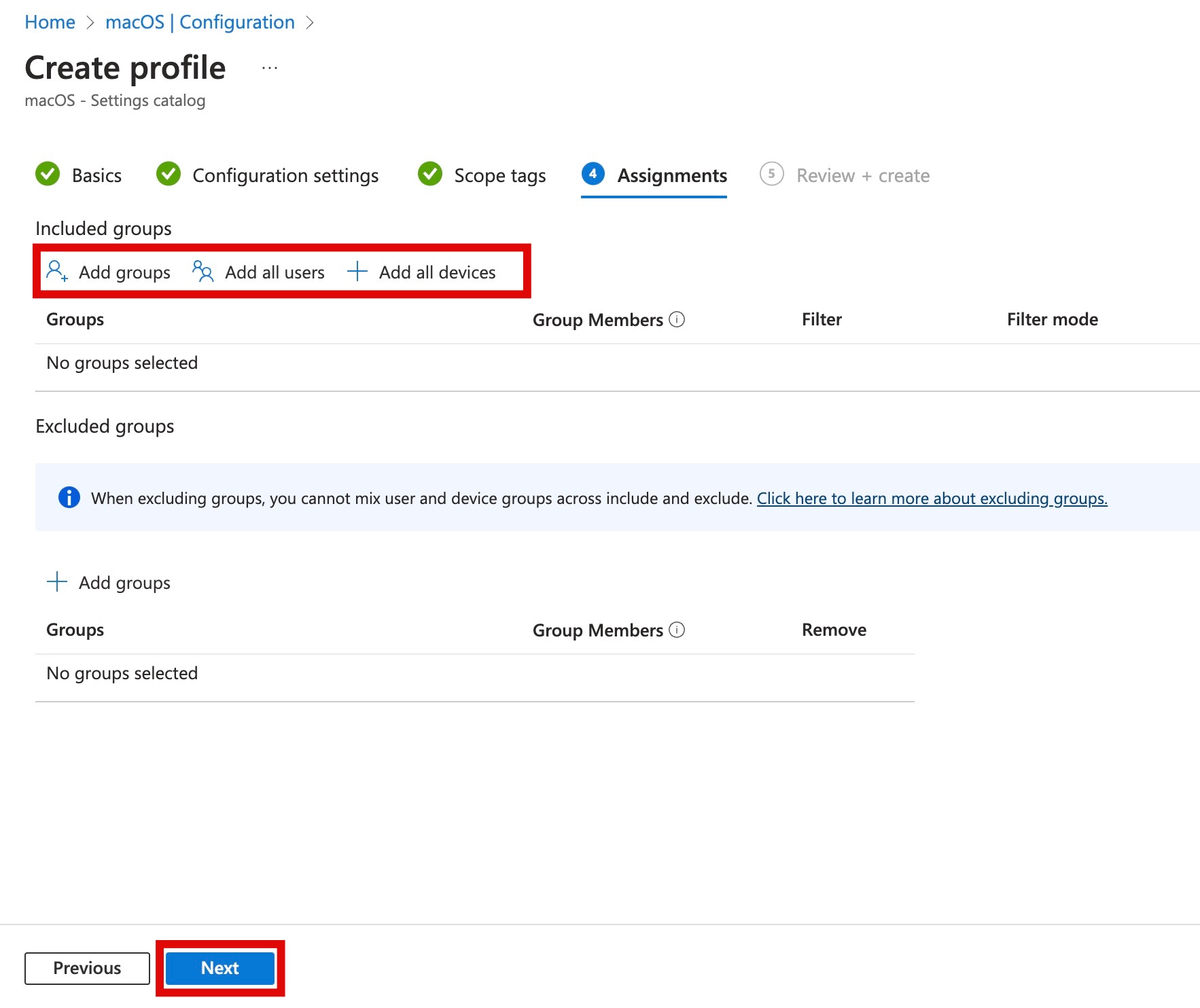 Intune 정책 적용 그룹 사용자 장치 추가