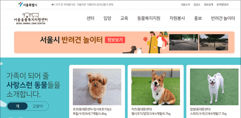 서울-동물복지지원센터-홈페이지