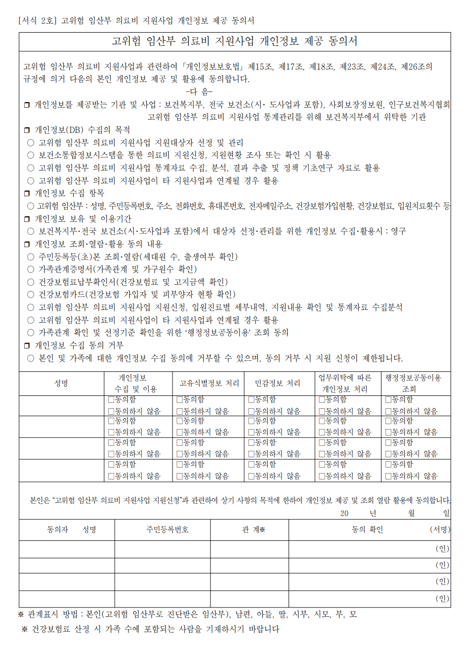 고위험-임산부-의료비-지원-신청서-개인정보-제공-동의서