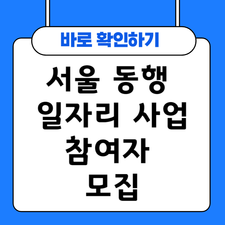 서울 동행 일자리 사업 참여자 모집(2024)