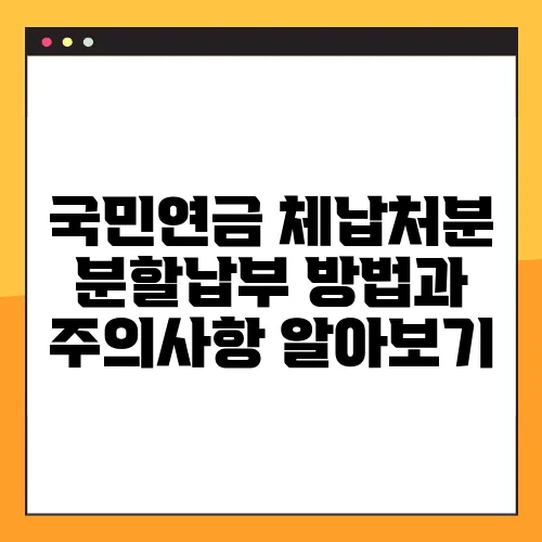 국민연금 체납처분 분할납부 방법과 주의사항 알아보기