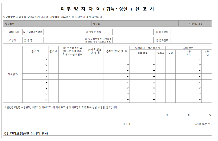 건강보험 피부양자 자격 취득 신고방법 자격조회