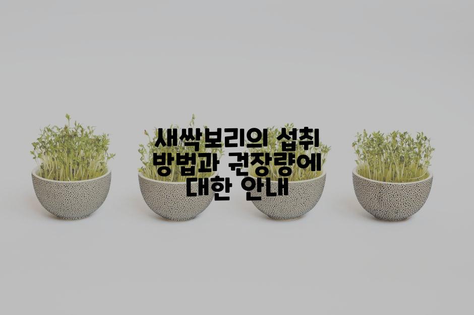 새싹보리의 섭취 방법과 권장량에 대한 안내