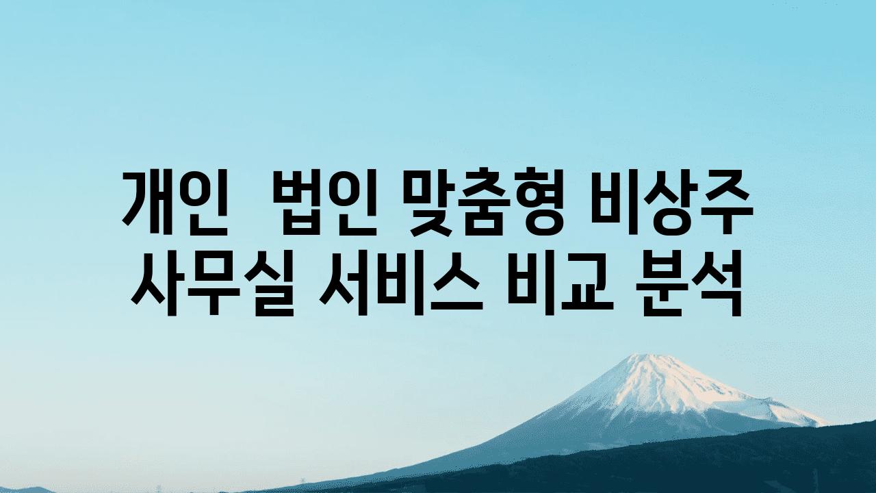 개인  법인 맞춤형 비상주 사무실 서비스 비교 분석