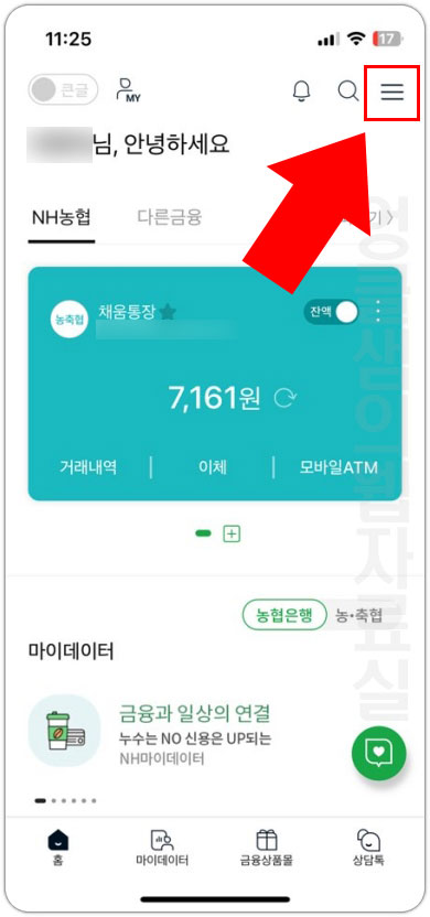 NH뱅킹 메뉴
