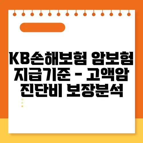 KB손해보험 암보험 지급기준 - 고액암 진단비 보장분석