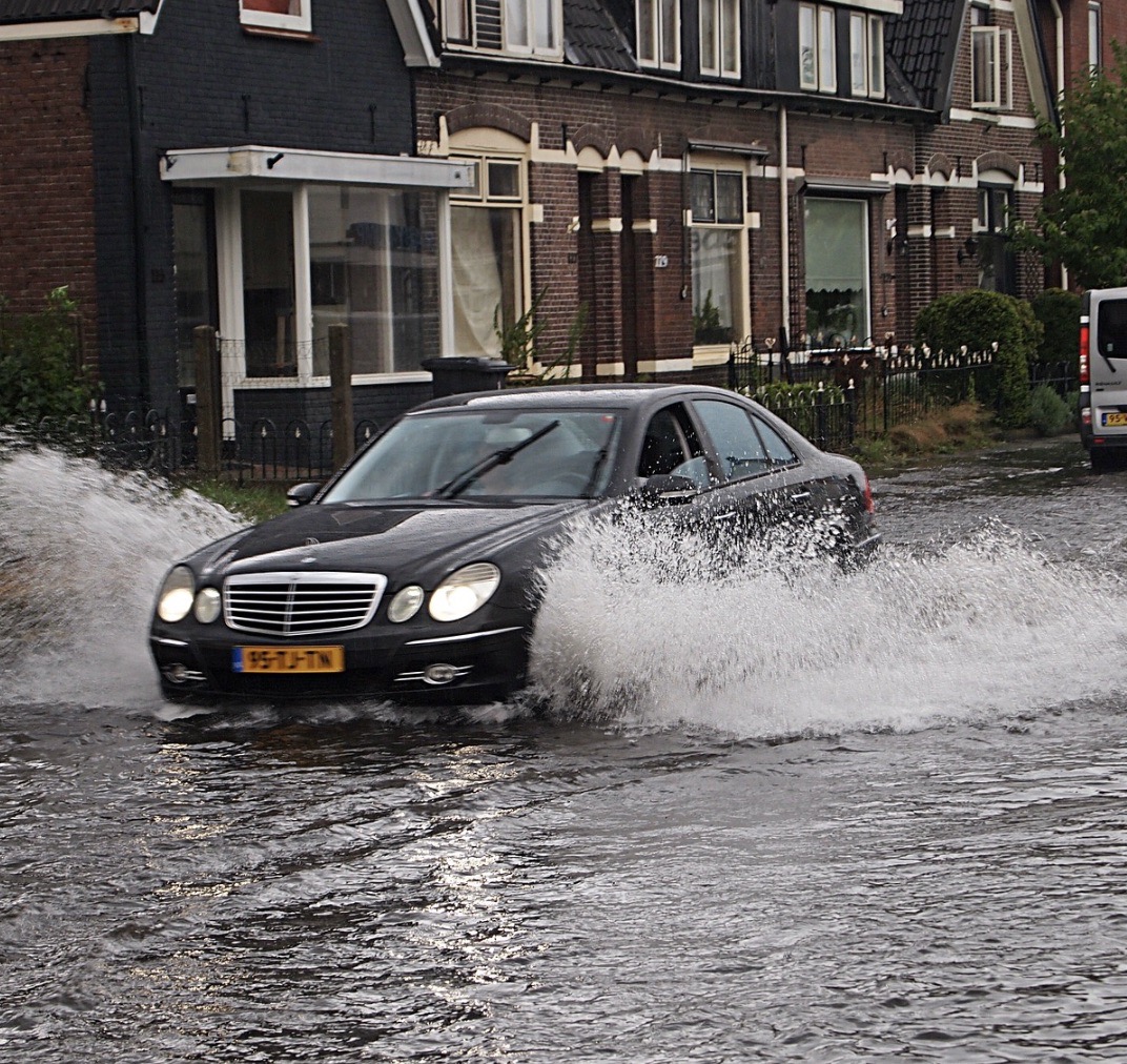 flooded car