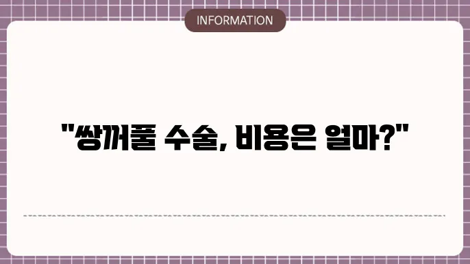 안과에서 쌍꺼풀 수술비용 - 안전한 비용 범위