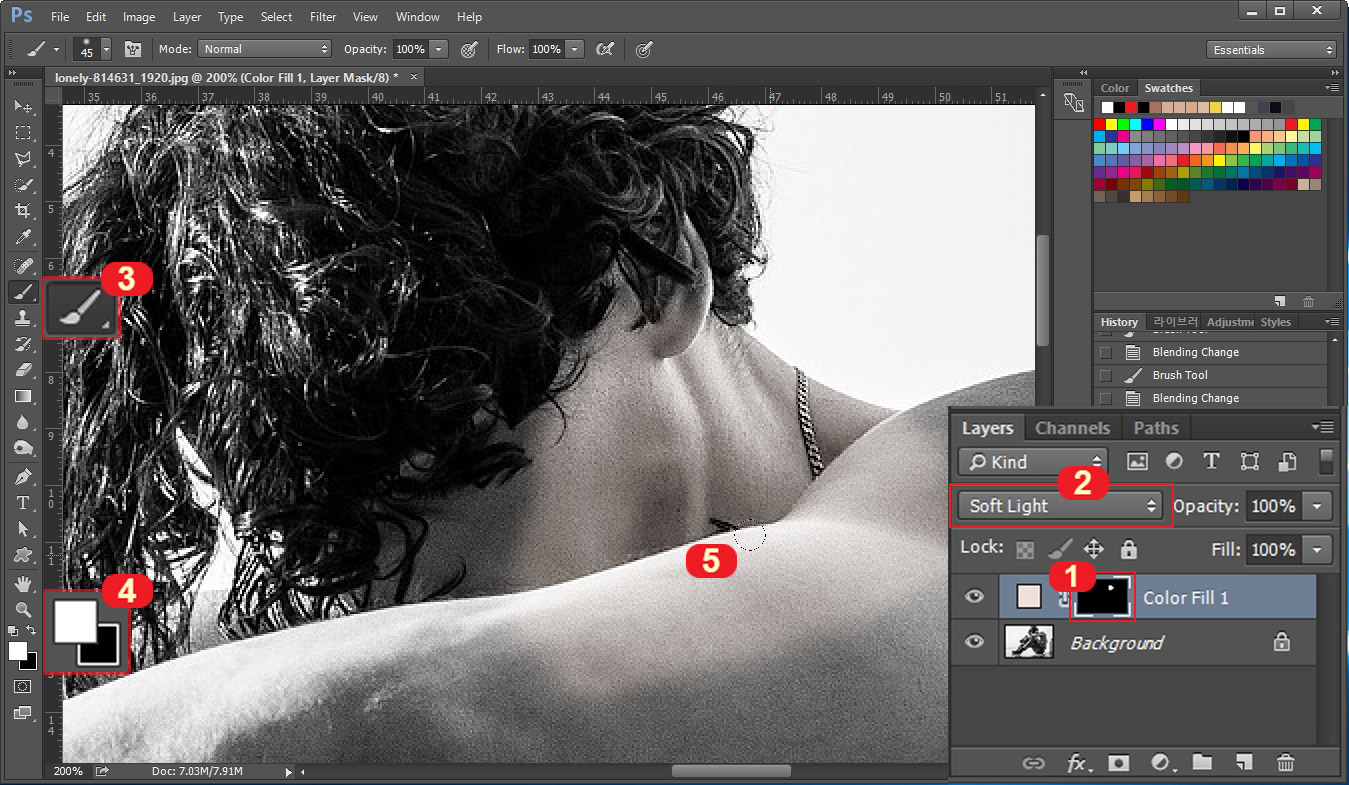 포토샵 색 입히기